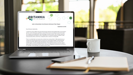 Letter to Shareholders from Britannia Life Sciences’ Peter Shippen